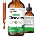 Wild & Organic Cleavers Tinktur - Herbal Detox Drops med Cleavers Herb - Galium Aparine Leaf Extract Supplement - Vegan, Sukker & Alkohol- Free - 4 fl oz