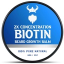 Biotin Beard Balm til mænd & Conditioning Beard Wax - Lavet med Castor Olie Naturlige og økologiske ingredienser - Hydrates & Thickens Ansigtshårvækst - 2 Ounce Tin