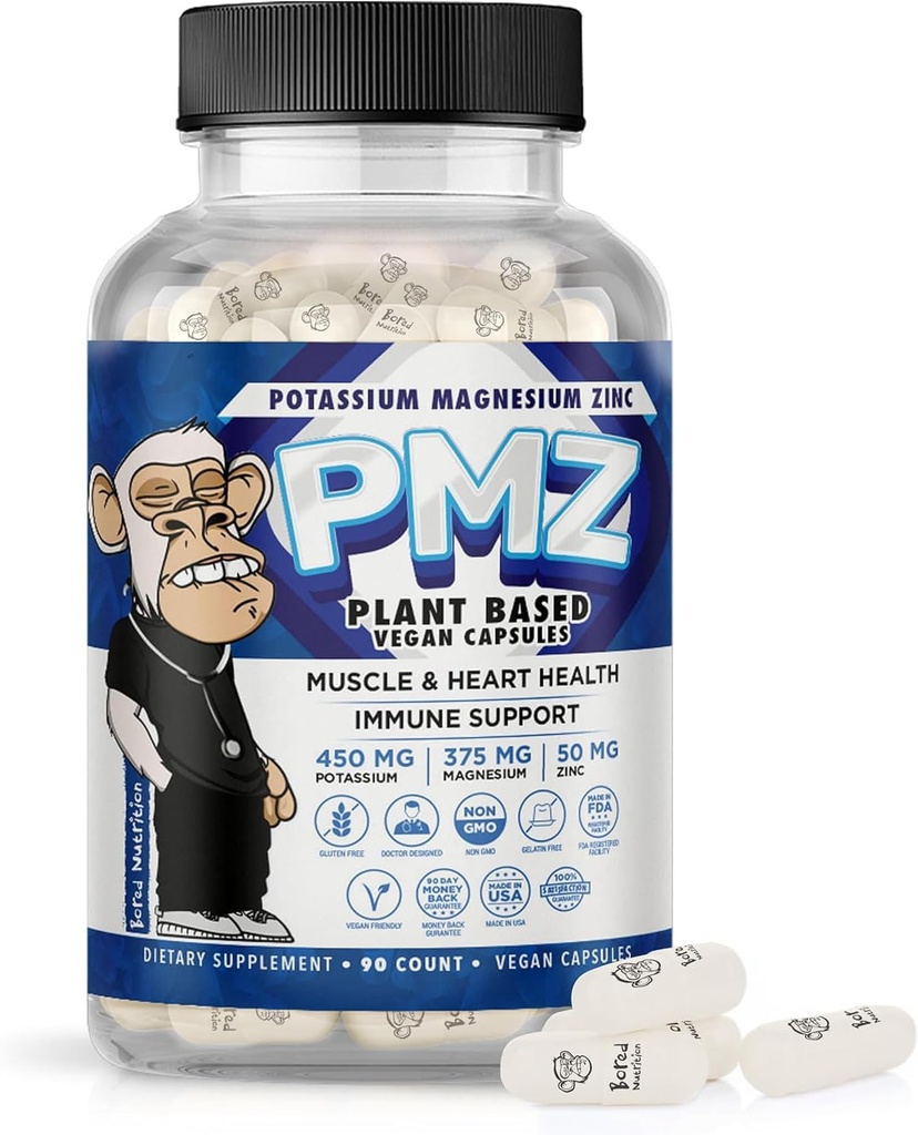 Kalium Magnesium Zink - Let at synke - Magnesium Kalium Aspartat Support Vaskulære, Heart, Muskel & Nerve Sundhed, 90 Veganske kapsler - Tri- Mineral Fusion Formel - af kedet ernæring