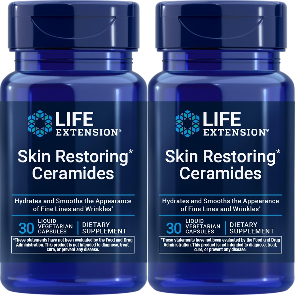 Life Extension Hudretablering Ceramider, 30 Flydende vegetariske kapsler (pakke med 2)
