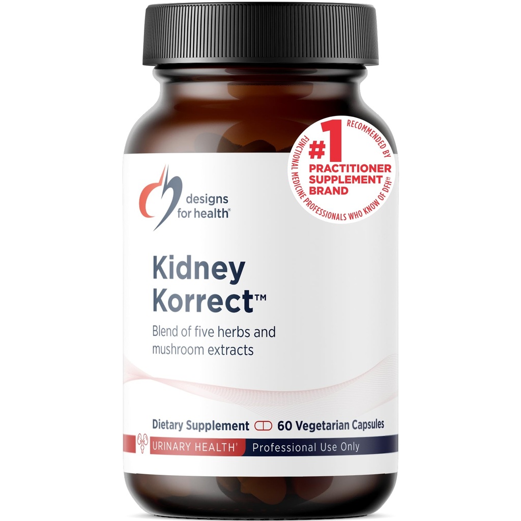 Design til sundhed Nyre Korrect - urter + svampe til Nyrestøtte - Vegan, non-GMO supplement (60 kapsler)