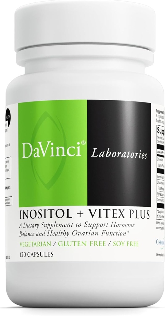 DAVINCI Labs - Inositol + Vitex Plus - A Dietary Supplement to Support Hormone Balance and Healthy Ovarian Function - Vegetarian, Gluten Free, Soy Free - 120 Capsules