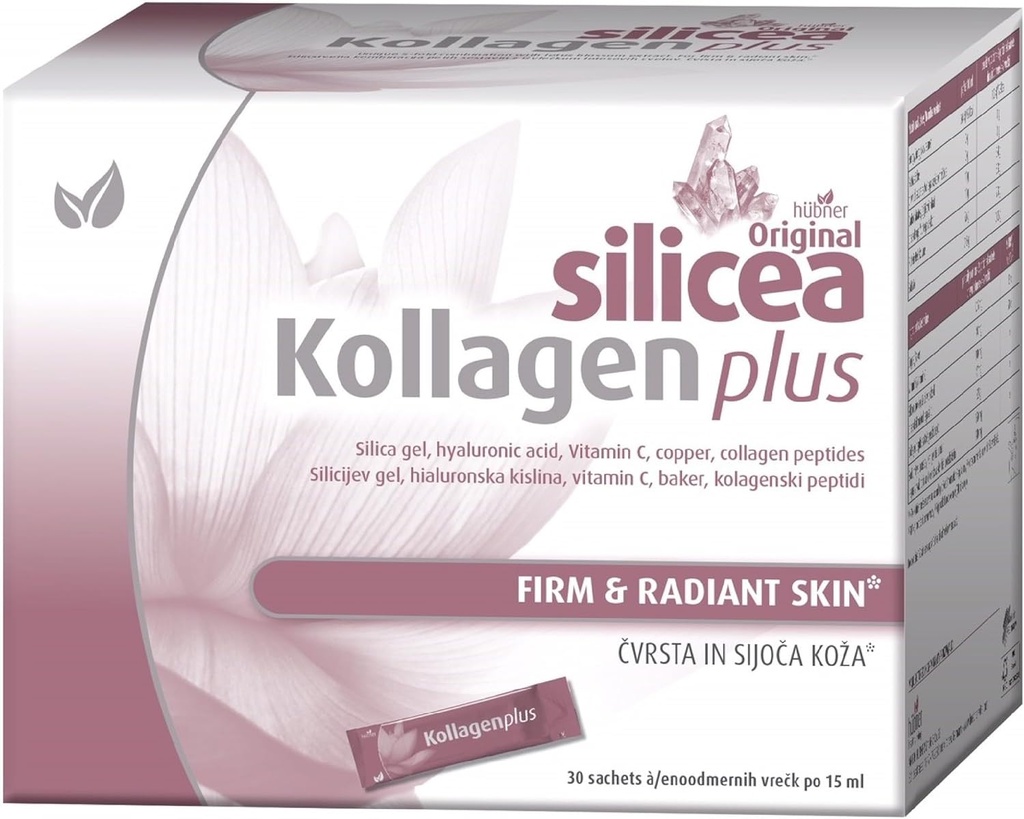 Hubner Original Silicea Kollagen Plus, Collagen Peptid Blend Kosttilskud, 15 ml enkeltdosissæt, 30- Pack