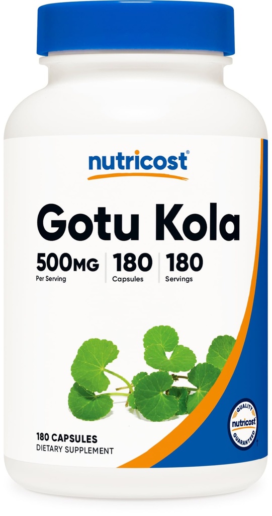 Nutricost Gotu Kola 500 MG, 180 Kapsler - Vegetariske Kapsler, Gluten Free, Non- GMO