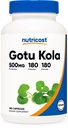 Nutricost Gotu Kola 500 MG, 180 Kapsler - Vegetariske Kapsler, Gluten Free, Non- GMO