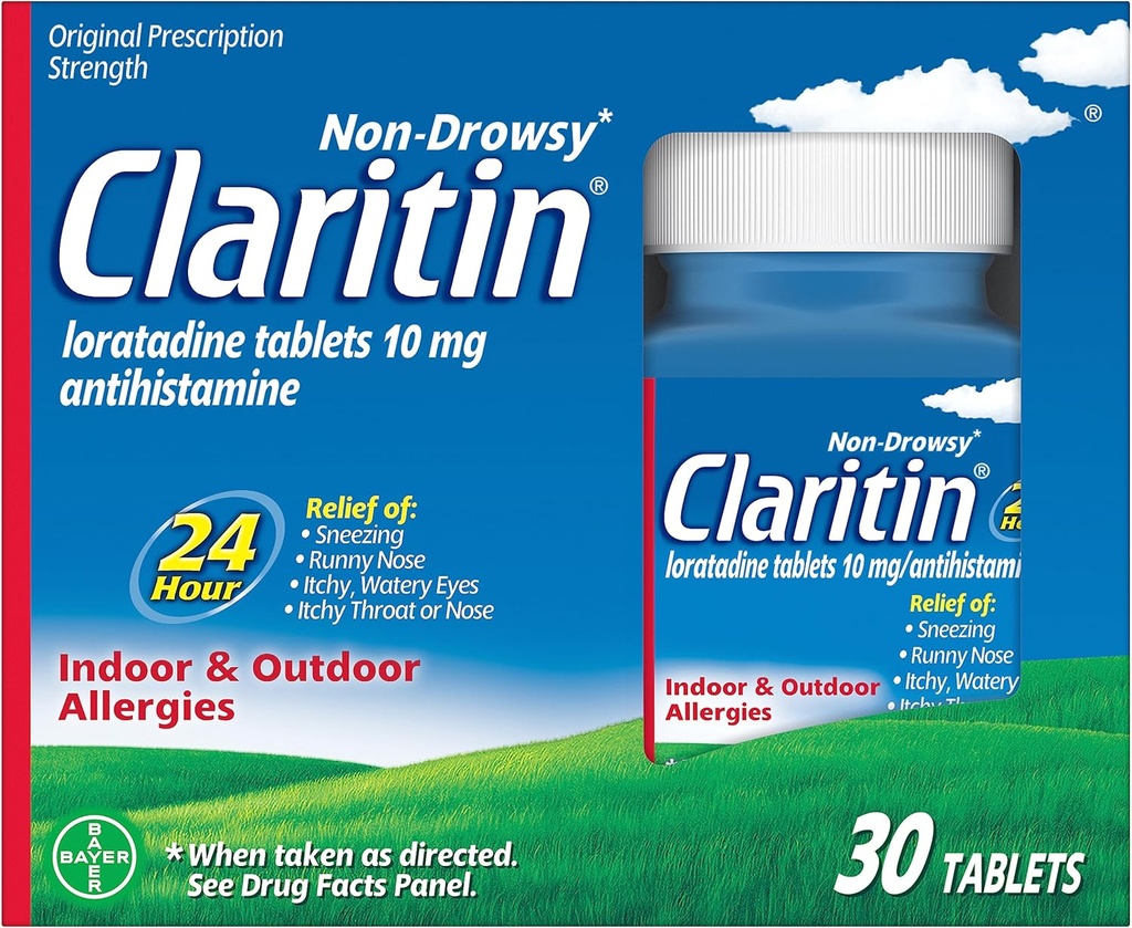 Claritin 24 HR Non Drowsy Allergy Medicine, Loratadin antihistamin tabletter, 30 Ct