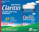Claritin 24 HR Non Drowsy Allergy Medicine, Loratadin antihistamin tabletter, 30 Ct
