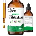 Wild & Organic Cilantro Tinktur - Herbal Detox Drops med Cilantro Extract - Flydende koriander Leaf supplement - Vegan, Sukker & Alkohol- Gratis Drops - 4 fl oz