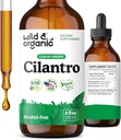 Wild & Organic Cilantro Tinktur - Herbal Detox Drops med Cilantro Extract - Flydende koriander Leaf supplement - Vegan, Sukker & Alkohol- Gratis Drops - 4 fl oz