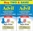 Advil Infants' Fever Reducer/Pain Reliever Dye-Free, 50mg Ibuprofen Concentrated Drops (White Grape Flavor, 0.5 fl. oz. Bottle, Pack of 2)