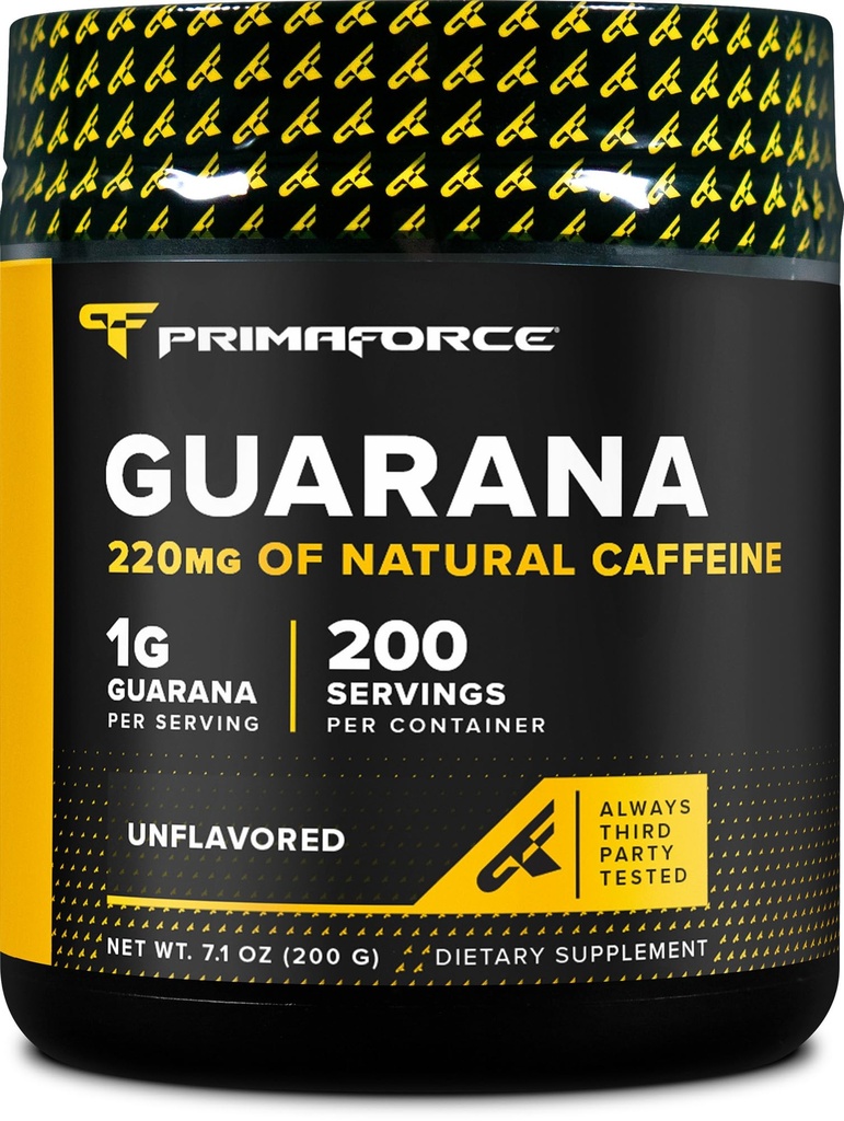 Primaforce Guarana Powder (200g) (Unflavored) - Pure Guarana, 200 Servere
