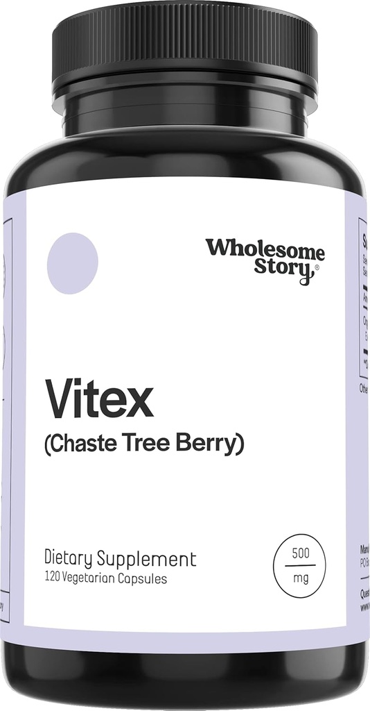 Wholesome Story Organic Vitex Chasteberry Supplement for Women | Hormone Balance, Fertility Support & Period Regulation | Vitex Berry Agnus Castus Extract | 120 Capsules | Chaste Tree Berry