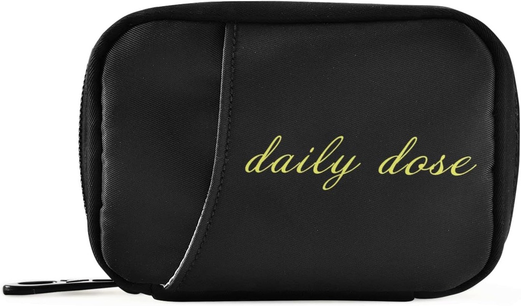 Naanle Daglig dosis Pill Box 7 Dag Case Bag Travel Organizer med lynlås Portable Ugentlig Compact Størrelse for Vitamin Supplement Holder Daily Black 4.6 x 3.14 x 1.88 Tommer 0,12 kg
