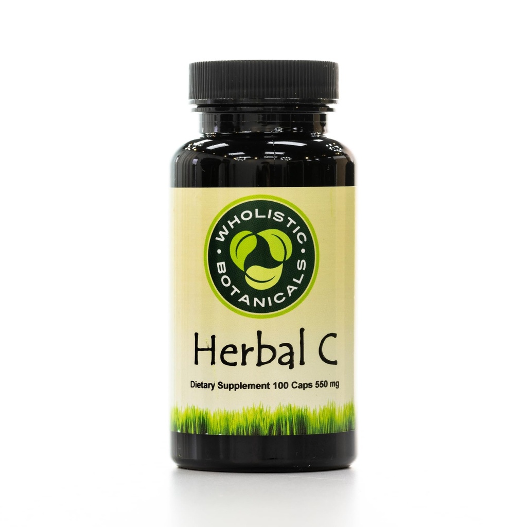 Herbal C Capsule — Vitamin C Supplements — Antioxidant and Immune System Booster, Adrenal Glands and Digestion Support — 100 ct
