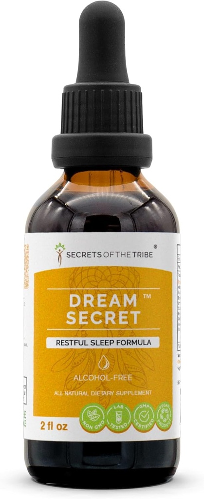 Secrets of the Tribe - Dream Secret, Rastful Sleep Formel, Herbal Supplement Blend Drops Alkohol- Free Liquid Extract (2 fl oz)