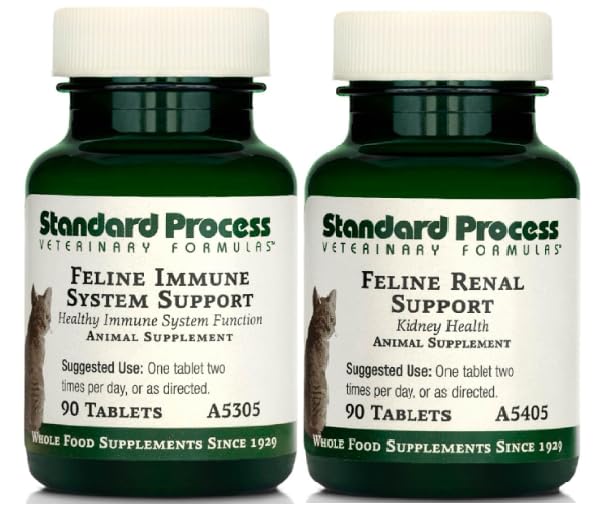 Standard Process Feline Vitality Bundle - Whole Food Supplement Kit med Feline Renal Support & Feline Immunsystem Support - Kat Nutritional Supplements for Immunation & Urinary Health Support