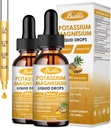 (2 Pack) Kalium Magnesium supplement, Magnesium kalium tillæg med calcium, vitamin D3, zink, sukker fri & Vegansk flydende dråber Supplement for ben kramper, energi, for voksne og børn