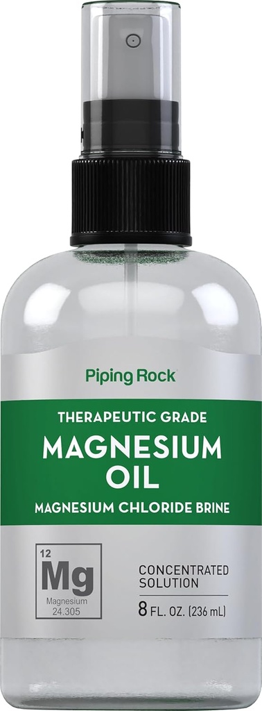 Piping Rock Pure Magnesium Oil Spray 124; 8 Fl Oz ttesmå 124; Magnesium Chloride Brin ttesmå 124; Flydende koncentreret opløsning; Therapeutic Grade 124; Non- GMO, Gluten Free