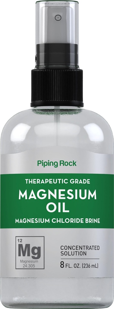 Piping Rock Pure Magnesium Oil Spray 124; 8 Fl Oz ttesmå 124; Magnesium Chloride Brin ttesmå 124; Flydende koncentreret opløsning; Therapeutic Grade 124; Non- GMO, Gluten Free
