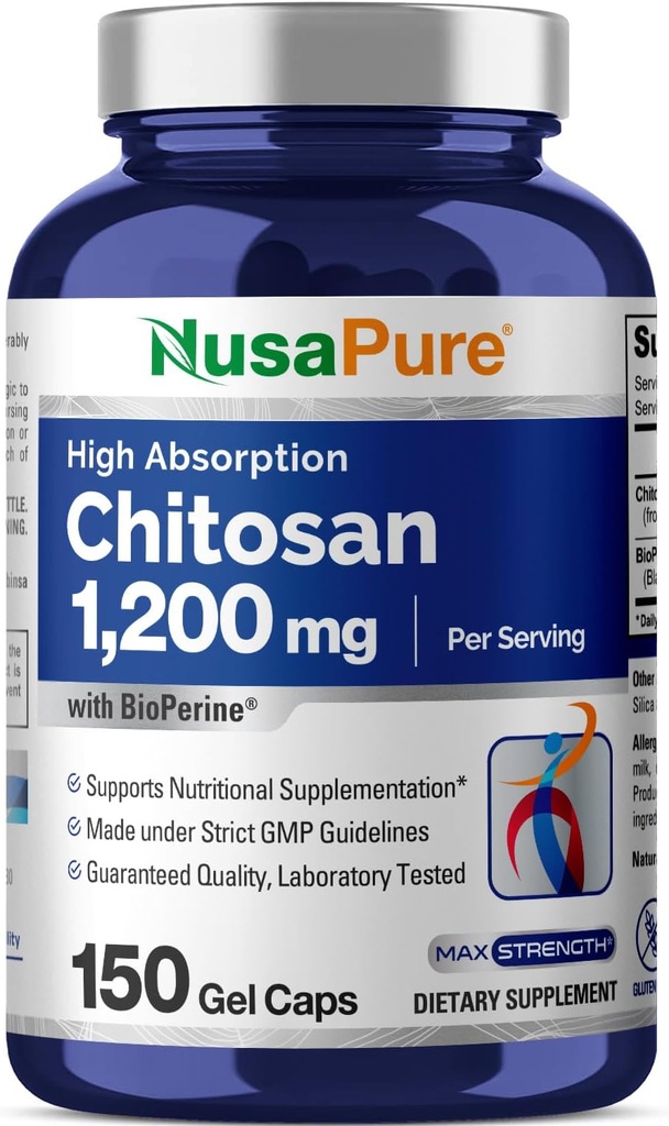 NusaPure Chitosan 1200mg 150 Caps (non-GMO & soyfree) med Bioperine