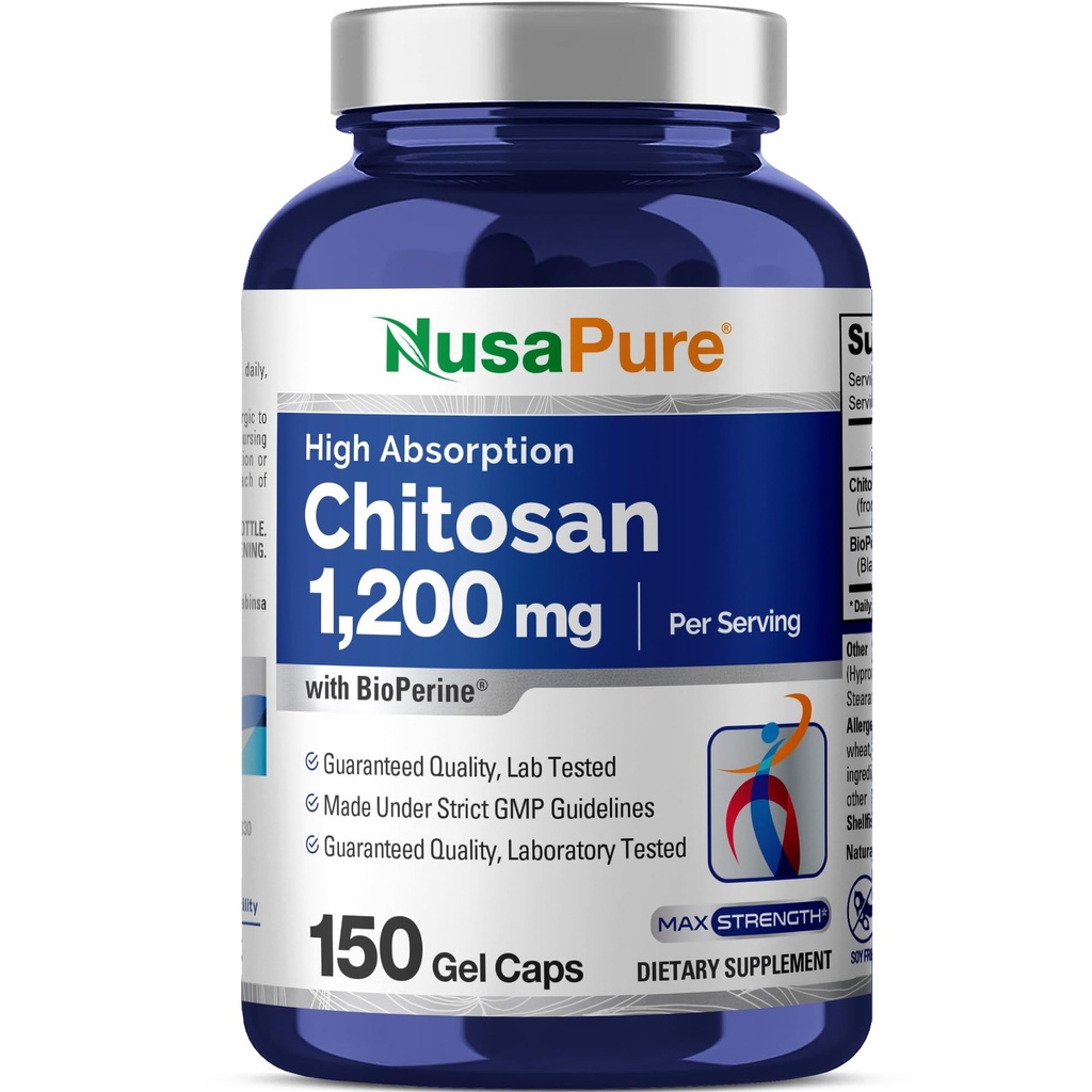 NusaPure Chitosan 1200mg 150 Caps (non-GMO & soyfree) med Bioperine