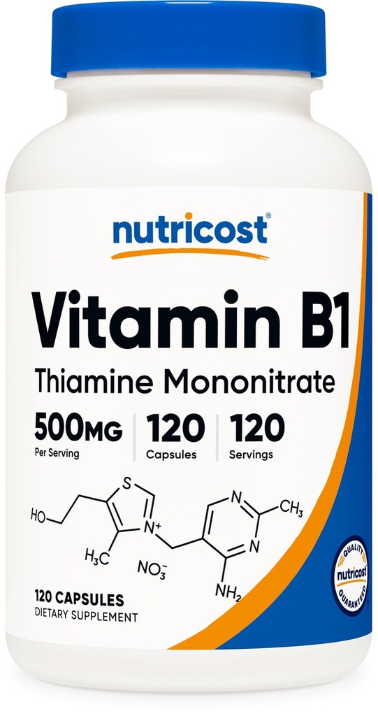 Nutricost vitamin B1 (thiamin) 500mg, 120 kapsler