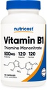 Nutricost vitamin B1 (thiamin) 500mg, 120 kapsler
