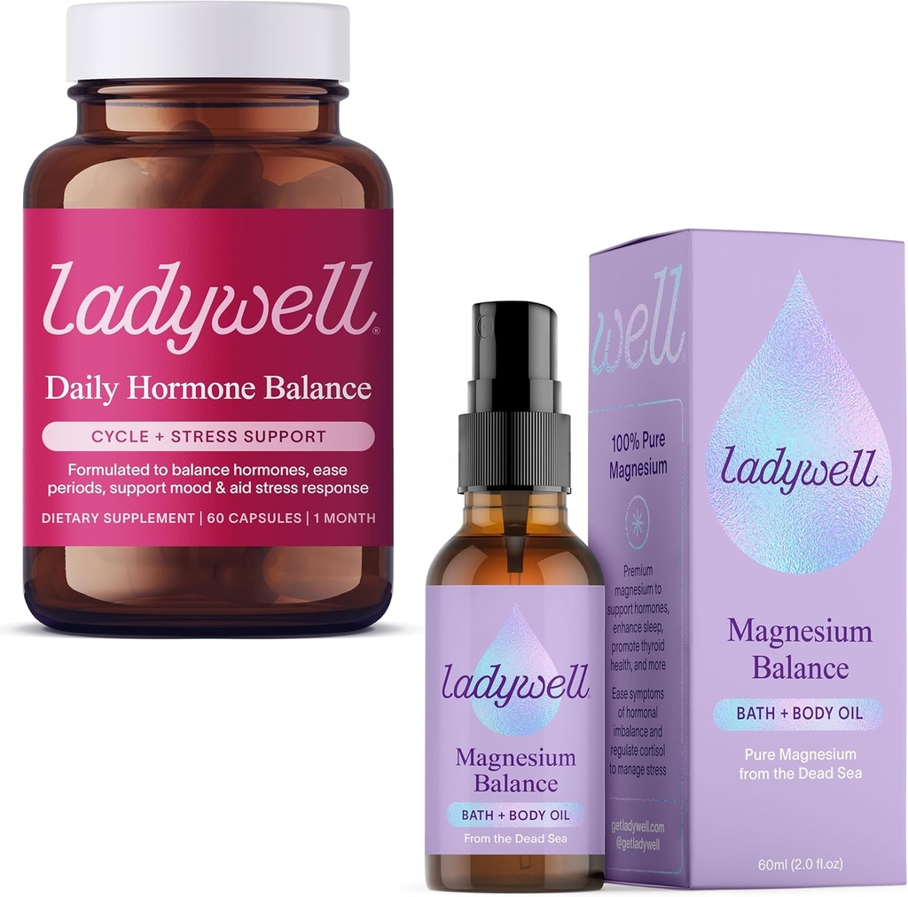 Ladywell Daily Hormone Balance Capsules + tematisk Magnesium Oil Spray Bundle