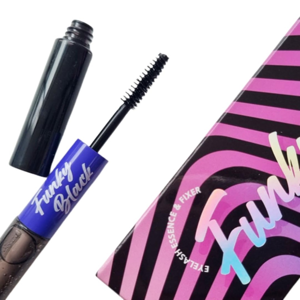 Funky Black Eyelash Growth Serum Enhancer to Grow Thicker, Longer Lass & Eyebrow boost 1.7fl oz + Eyelash fixer 1.7 fl oz (Enhancer og fixer i One)