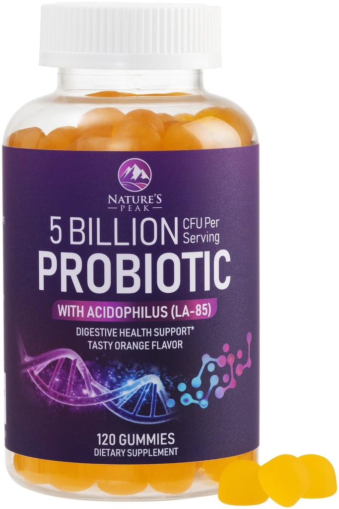 Probiotic Gummies - 6 Premium Probiotic Strains - Daily Gut Health Pro Biotic Gummy Supplement for Women, Men & Teens, Natural Digestive Health Support, “Good” Gut & Immune Support - 120 Gummies