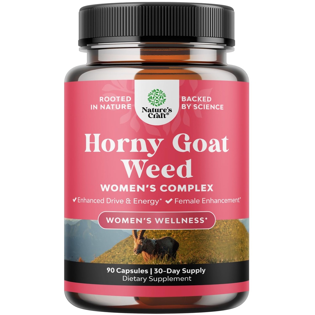 Horny Goat Weed for Women - Urtetilskud Hornyweed Women Complex for Hormone Balance Mood Support & Samlet Wellness - Maca Root & Tribulus Terrestris Kvindelige tillæg - 90 Greve