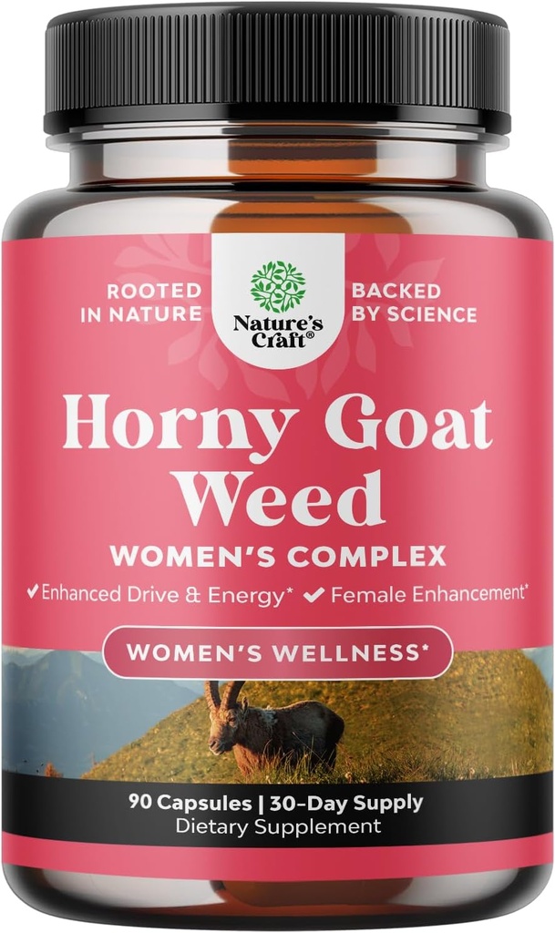 Horny Goat Weed for Women - Urtetilskud Hornyweed Women Complex for Hormone Balance Mood Support & Samlet Wellness - Maca Root & Tribulus Terrestris Kvindelige tillæg - 90 Greve
