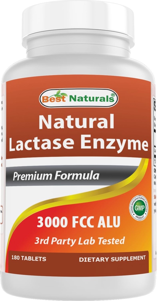 Bedste Naturals Hurtig fungerende Lactase Enzyme Tablet, 3000 Fcc Alu, 180 Greve (859375002900)