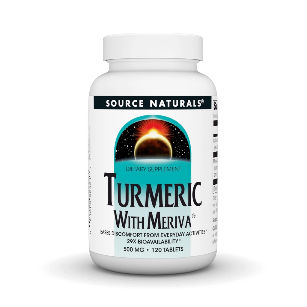 Source Naturals, Turmeric with Meriva, 500mg - 120 Tablets | Eases Discomfort from Everyday Activities | 29X Bioavailability
