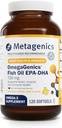 Metagenics OmegaGenics Fish Oil EPA- DHA 720 mg - Omega-3 Fish Oil Supplement - High Potency - for Heart Health, Muskuloskeletale Sundhed & Immunsystem Health * - med DHA & EPA - 120 Softgels