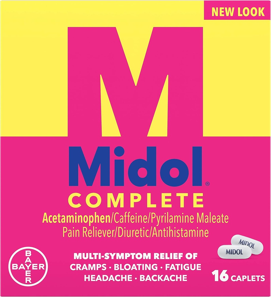 Midol komplet, menstruationssymptomer Relief, kapsler, 16 greve 4- Pack