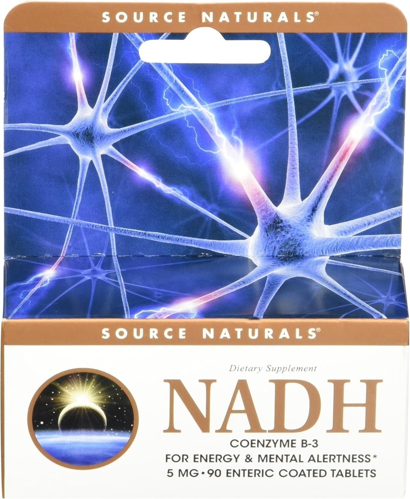 Source Naturals NADH 5mg, Boost Energy and Mental Alerness, 90 tabletter