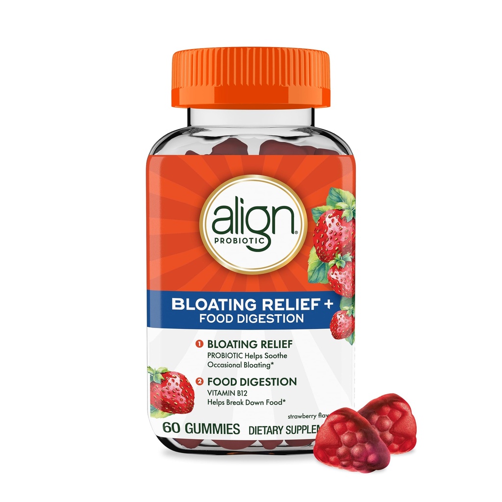 Juster probiotika, Bloating Relief + fødevarer fordøjelse, Probiotika for kvinder og mænd, Probiotika hjælper Soothe Occasional Bloating *, Med vitamin B12 at hjælpe bryde ned fødevarer i cellulær energi *, 60 gummies
