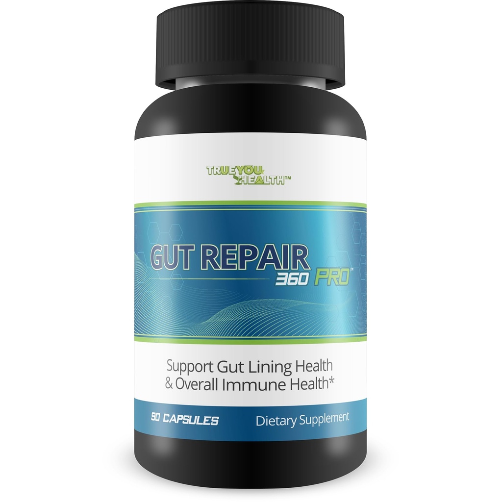 Gut Reparation 360 Pro - Intestinal Health Supplement - LeakyGut Reparation - Support GI Lining Health - Hjælp Reducere symptomer som Bloating, Heartburn, IBS - vores bedste Gut Support Formel