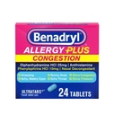 Benadryl Allergy Plus Congestion Ultra Tablets, 24 Count Each (10)