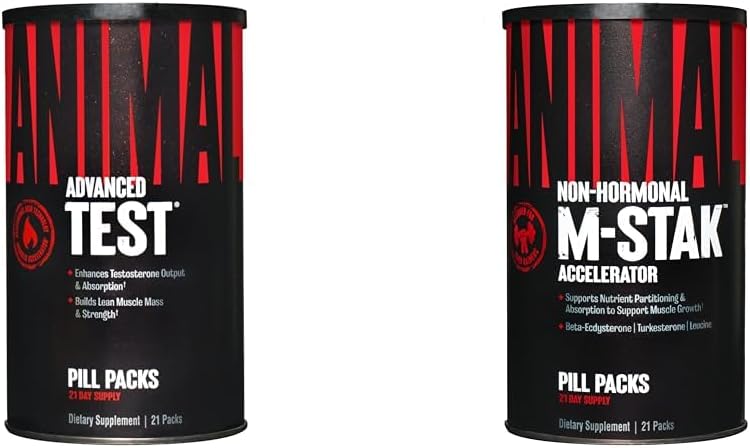Animal Test Testosterone Booster 21 Day Cycle & M-Stak Hard Gainer Muscle Building Stack 21 Count