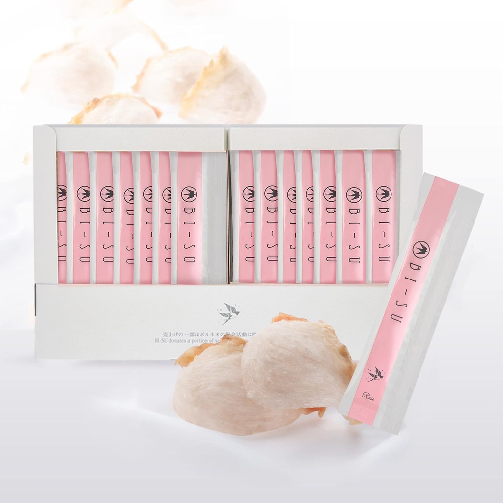 BI- SU Extract Jelly Stick Budd124; Natural Swiftlet Nests Extract, Collagen, C-vitamin, japansk hudpleje, Anti- aging, vedligeholder hudelasticitet, øger immunsystemet, GI sundhed, Rose Flavor, 30 PCS