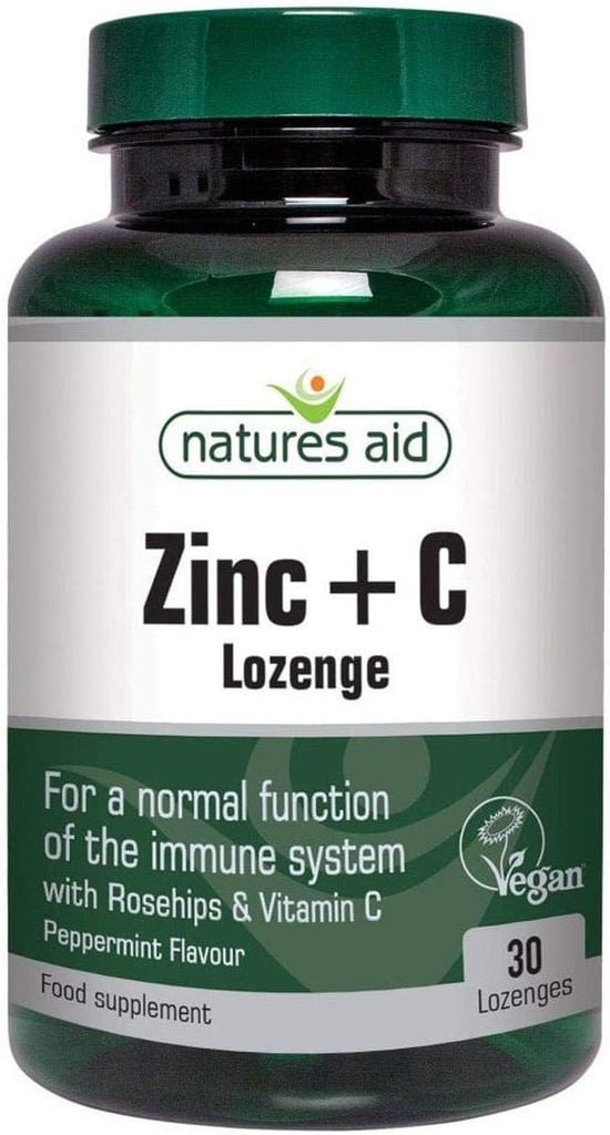 Nature Aid Vegan Zink Lozenges Pebermynte 30 tabletter
