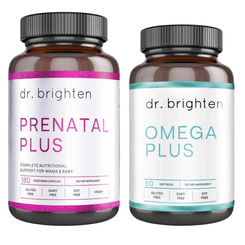 Dr. Brighten Prenatal Plus og Omega Plus Bundle til gravide eller plejemødre, non-GMO, No Gluten, No Soy