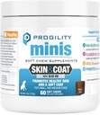 Nootie Progility Mini Skin & Coat Supplement for små hunde, Fish Oil understøtter sund hud & Coat, 60 bløde tygger per beholder