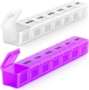 BUG HULL Weekly Pill Organizer Large 2 Pakker, Ekstra store Travel Pill Arrangører, Pill Box 7 Dag, Travel Pill Case, Medicin Pill Organizer til vitaminer, Kosttilskud og Medicin (hvid + lilla)