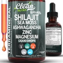 Clean Nutraceuticals Shilajit Liquid Drops with Sea Moss, Ashwagandha, Zinc, Magnesium, Liquid Vitamins for Women and Men - Terra Mineral