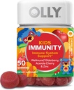 OLLY Kids Immunity Gummy, immunstøtte, Wellmune, Elderberry, C-vitamin, zink, tyggetabletter, kirsebær - 50 Greve