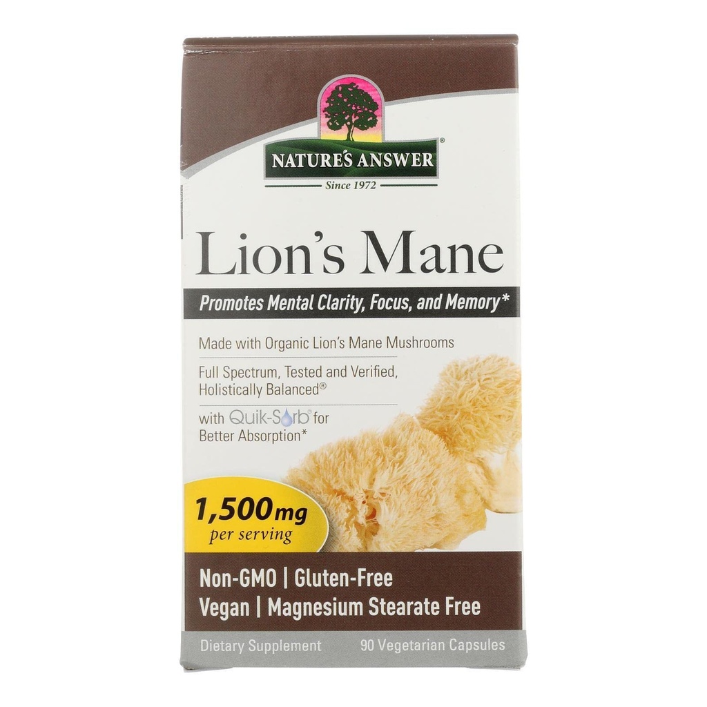Lions Mane Mushroom Powder Kapsler (1500mg • 124; 90ct Kraftig Nootrop) Brain Mushroom Supplement for fokus, hukommelse, mental Clarity. Pure Lions Mane Mushroom Brain Booster Memory & Energy Pills