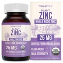Økologisk zink 25 mg 12, fuldfoder med zink Kosttilskud 124, afledt af økologisk frugt, Elemental zink - Water Extracted, Vegan, GMO- Free - Essential Mineral, antioxidant, immunforsvar, hud - 60 Servering